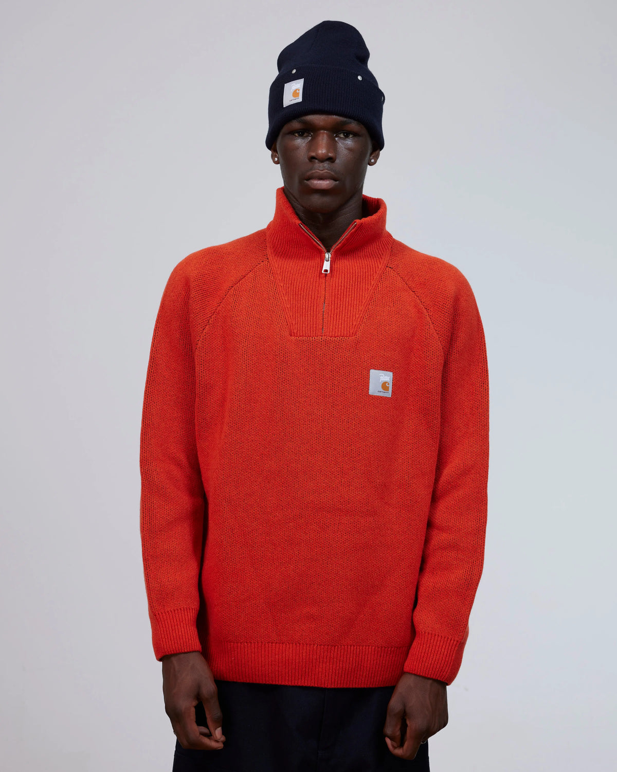 Patta x Carhartt Half-Zip Sweater (Safety Orange/Black) Patta x Carhartt