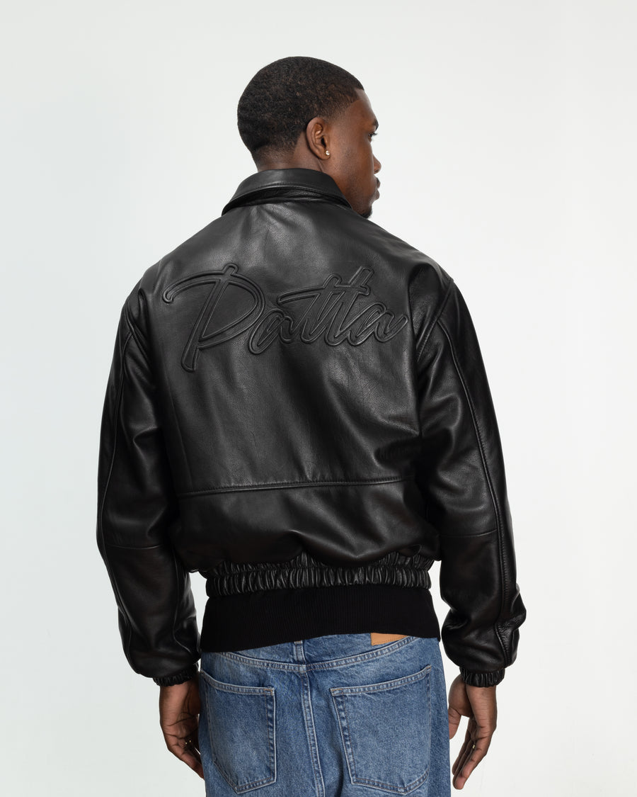 Patta Leather Bomber Jacket (Black)