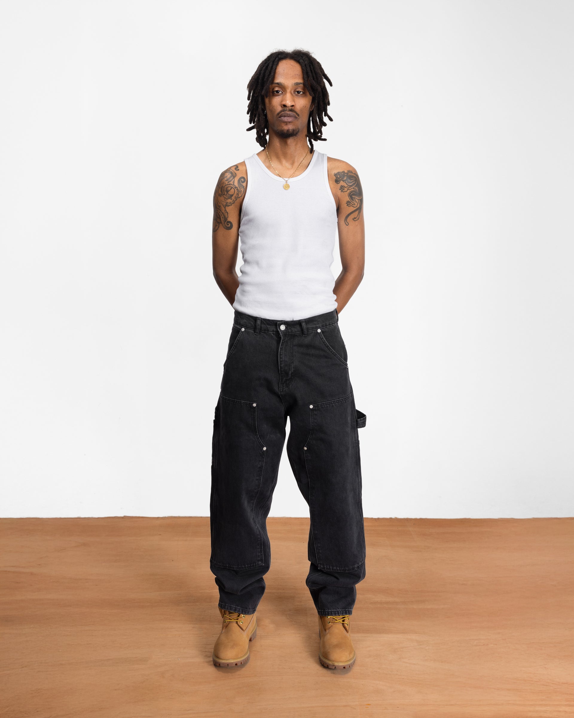 Patta Double Knee Denim Pants (Black Denim)