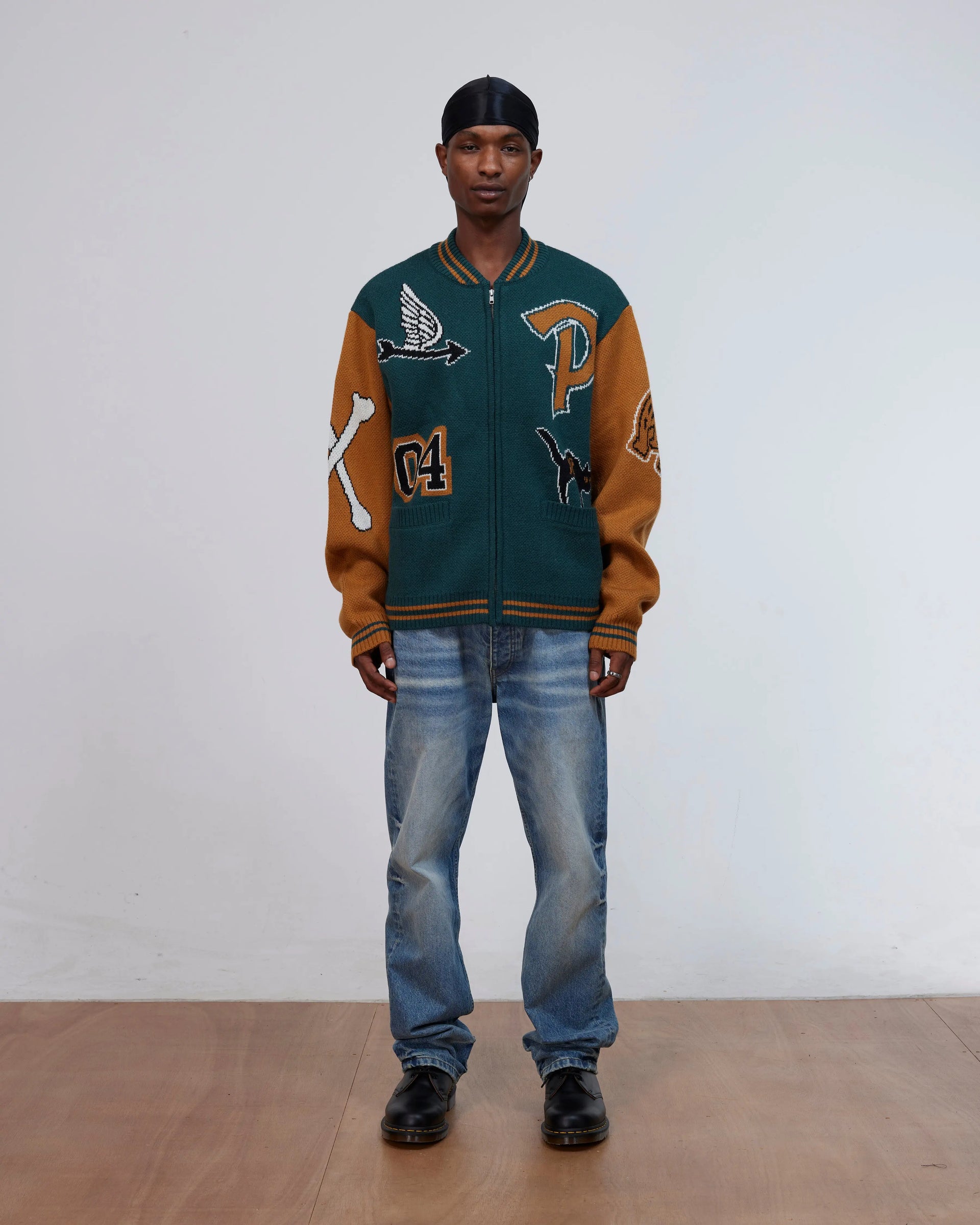 Patta Varsity Knitted Cardigan (Pine Grove) Patta