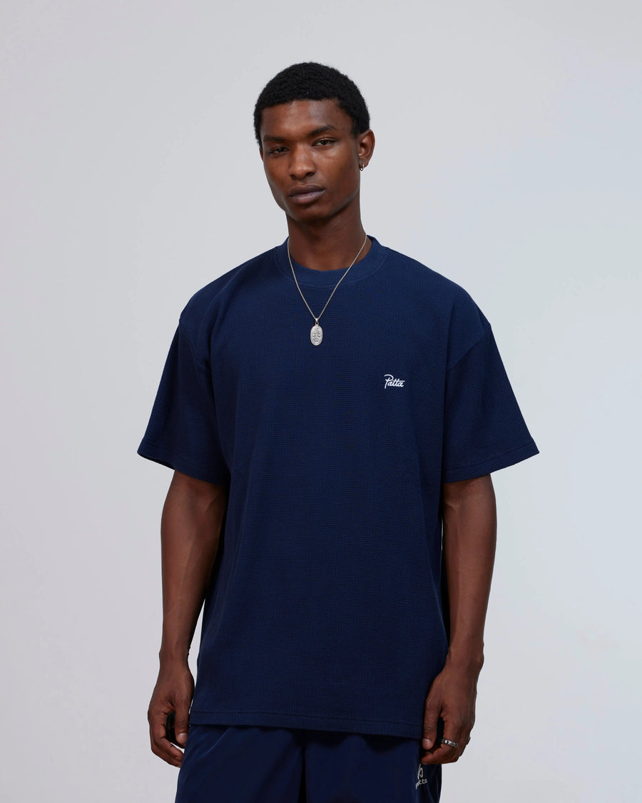 Patta Waffle Script Logo T-Shirt (Black Iris) Patta