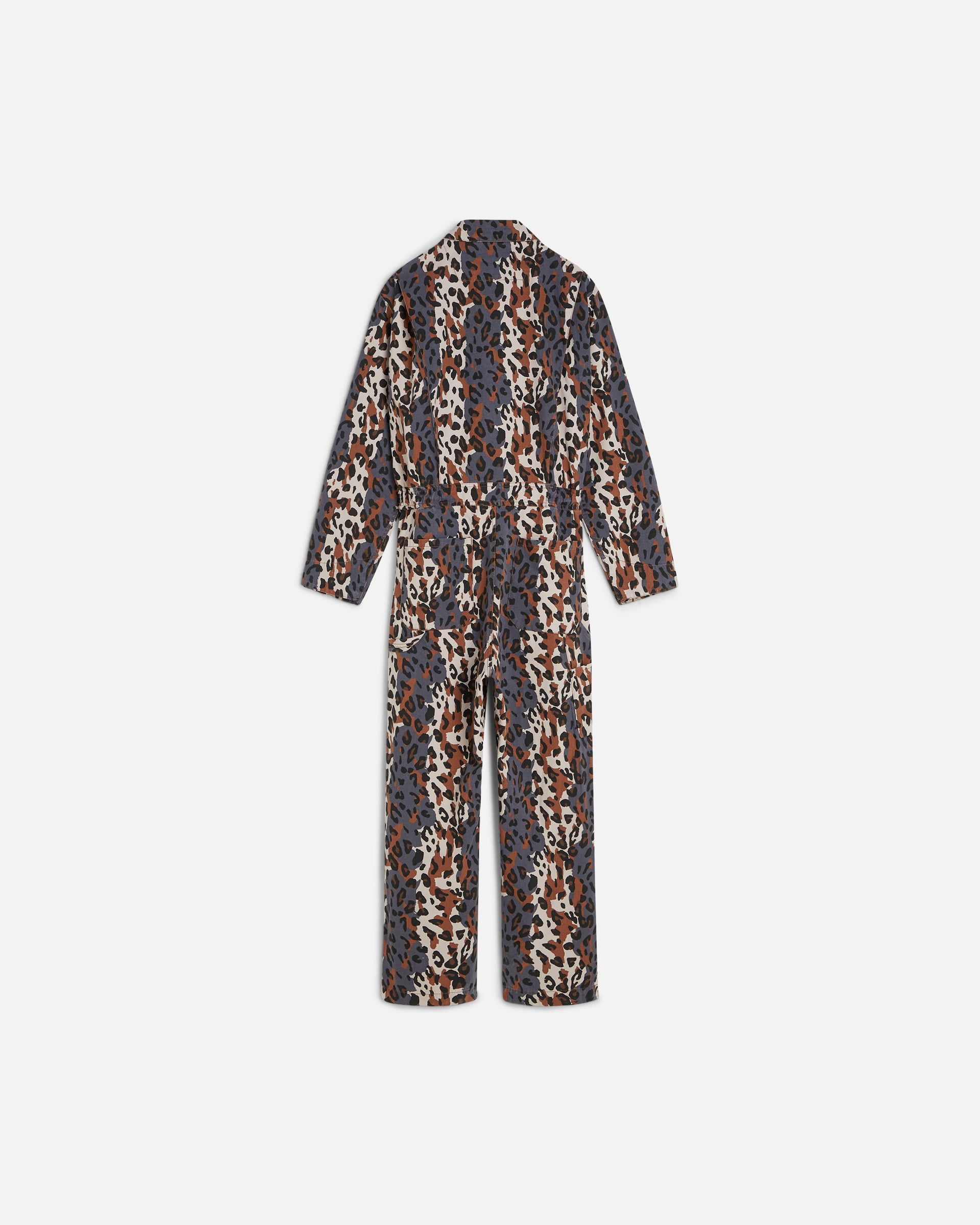 back flat shot of the leopard boiler suit