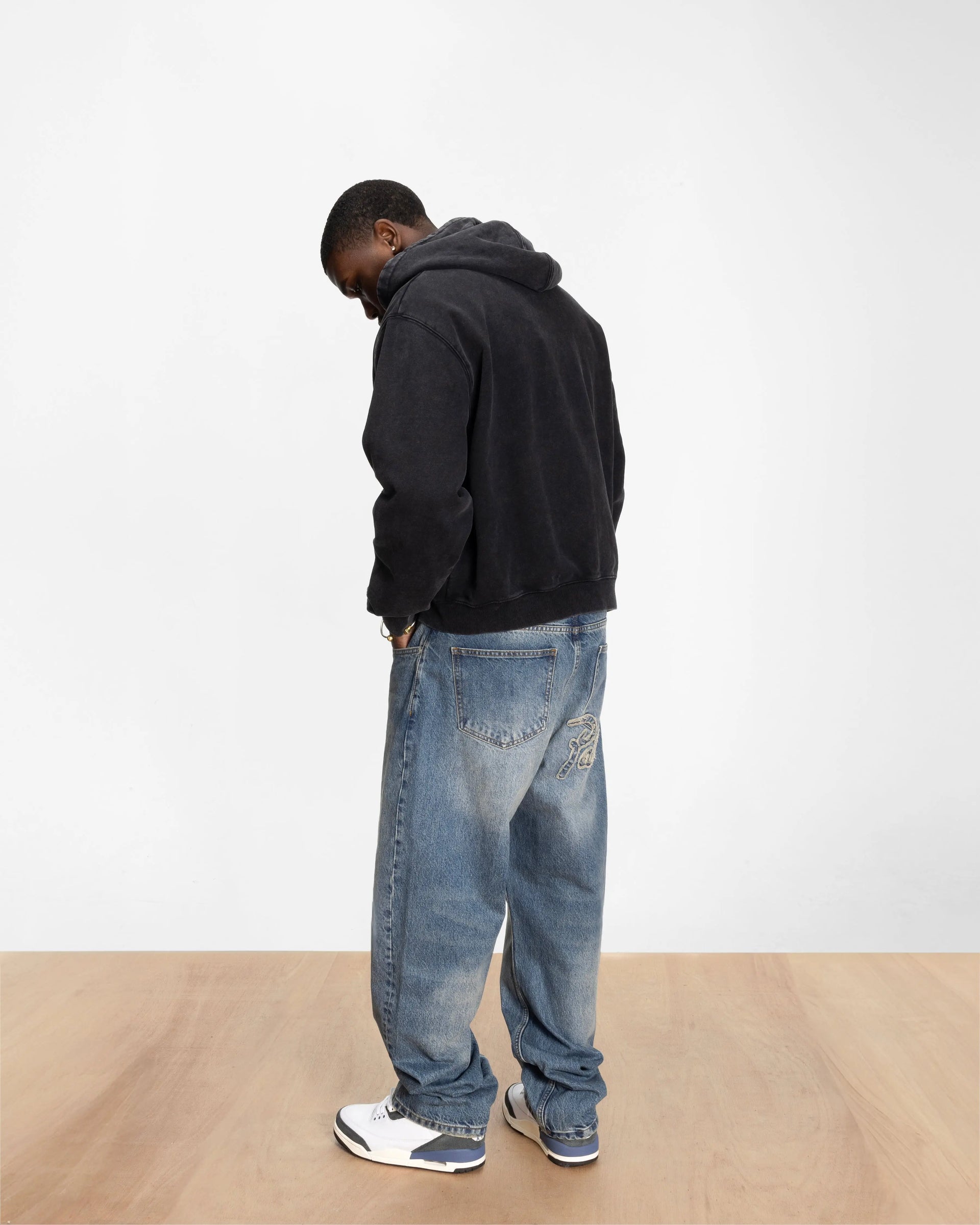 Patta Loopback Logo Zip Hooded Sweater (Moonless Night) Patta