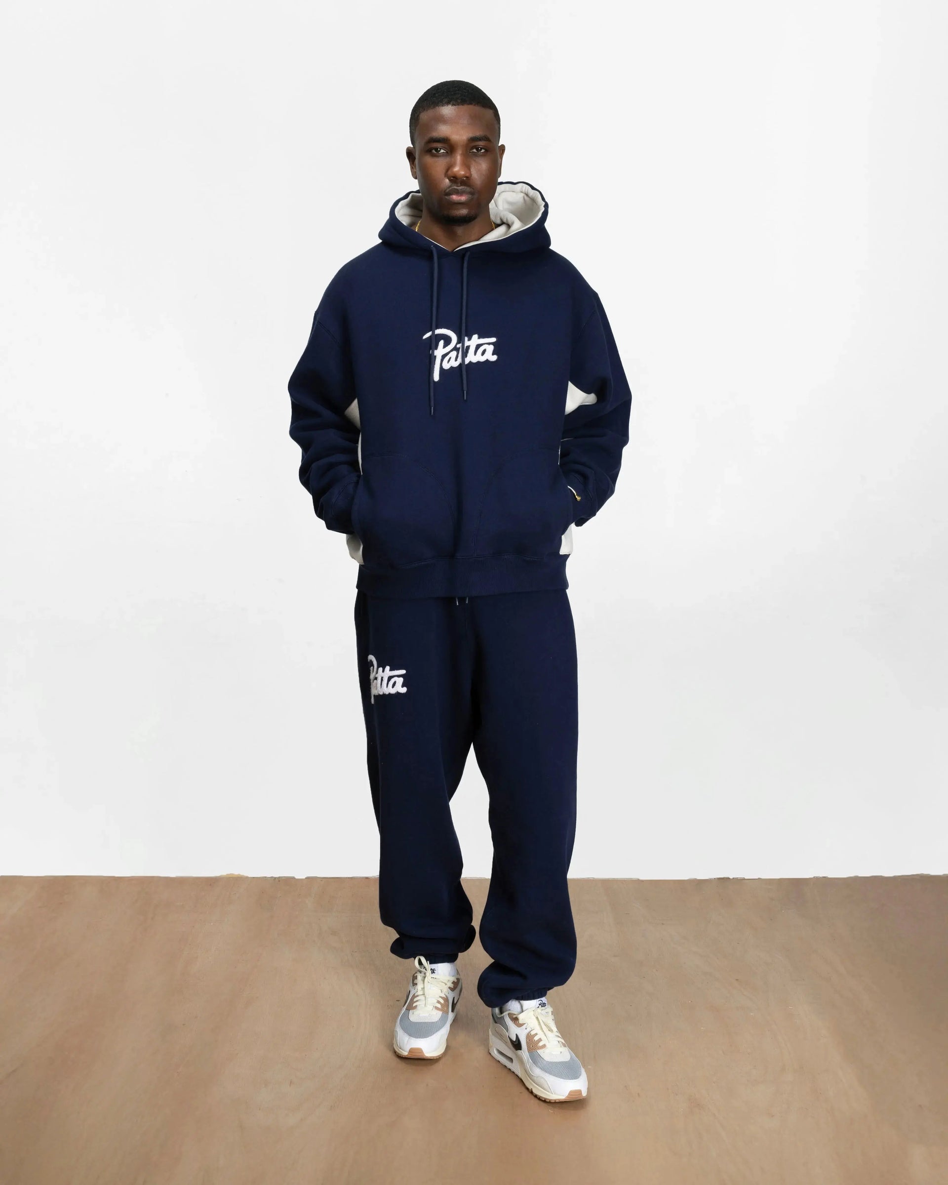 Patta Chenille Logo Hooded Sweater (Black Iris) Patta