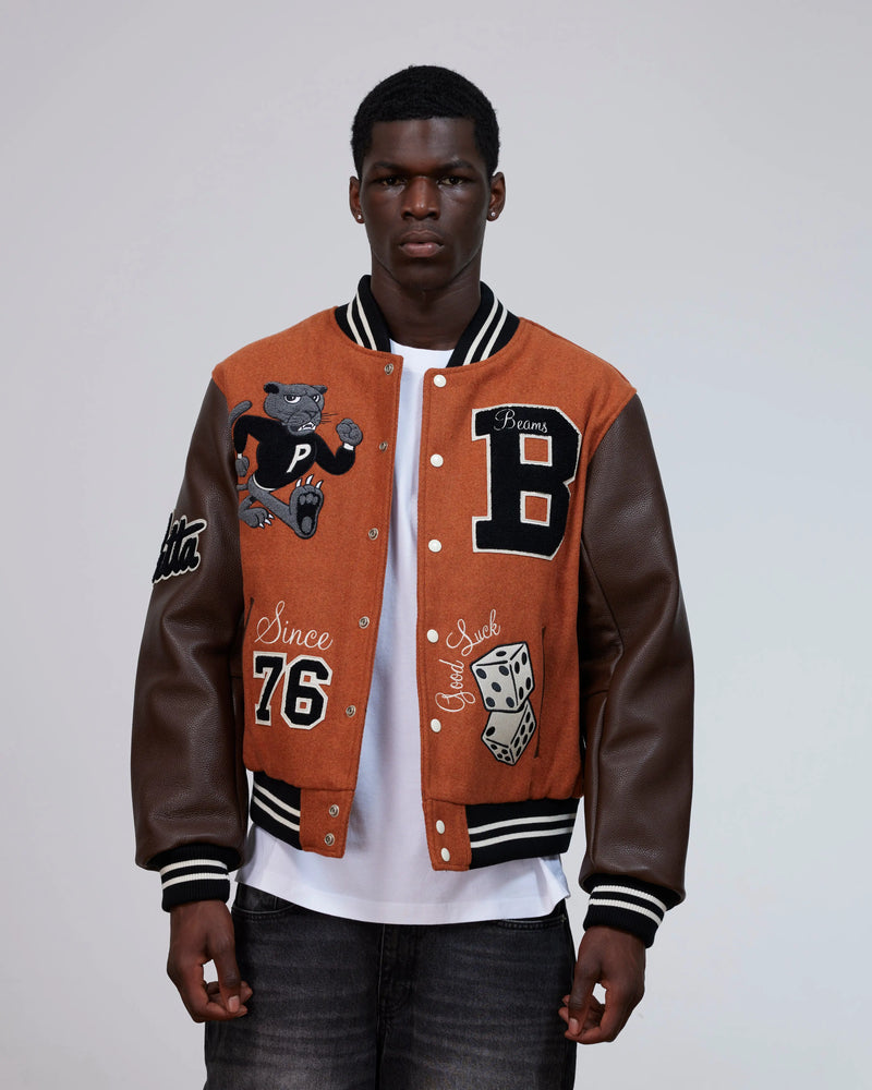 Patta x Beams 50th Anniversary Varsity Jacket (Potter's Clay) Patta