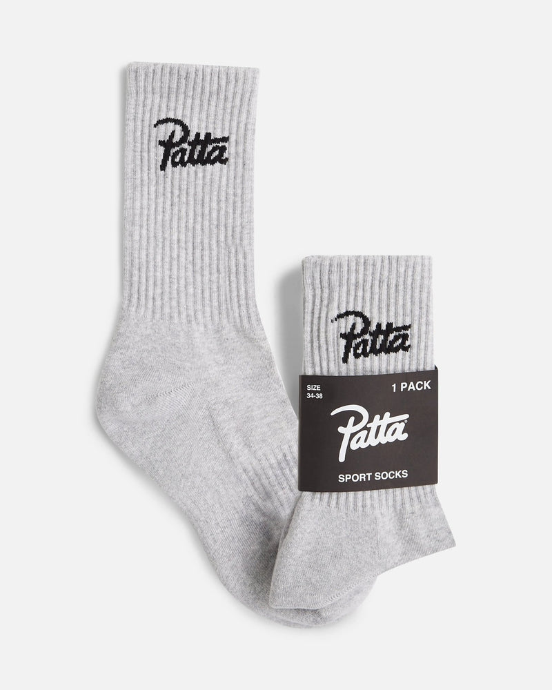 Patta Script Logo Sports Socks (Melange Grey) - Patta